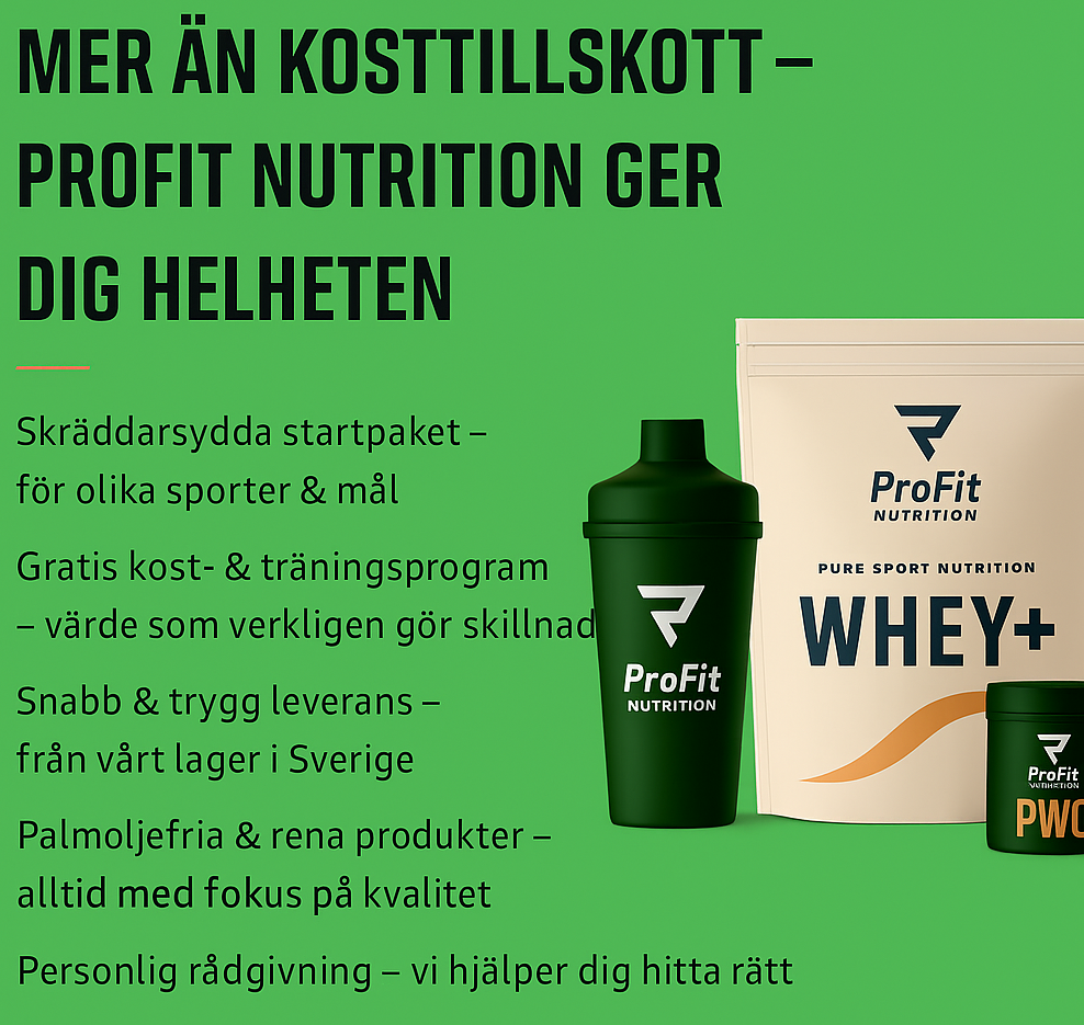ProFit Nutrition – Svensktillverkade kosttillskott, startpaket och träningsprogram